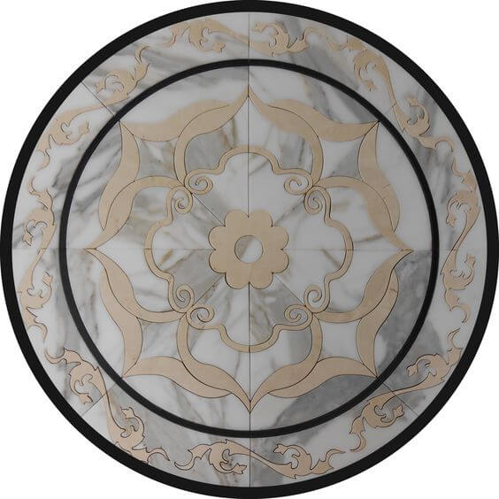 Custom Floral Marble Stone Medallion | Tile Floor Medallion
