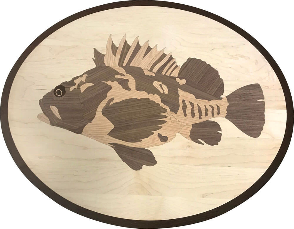 Custom Rockfish Animal Wood Medallion | Floor Medallion