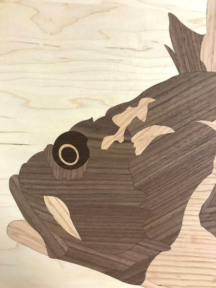 Custom Rockfish Wood Medallion Close-Up