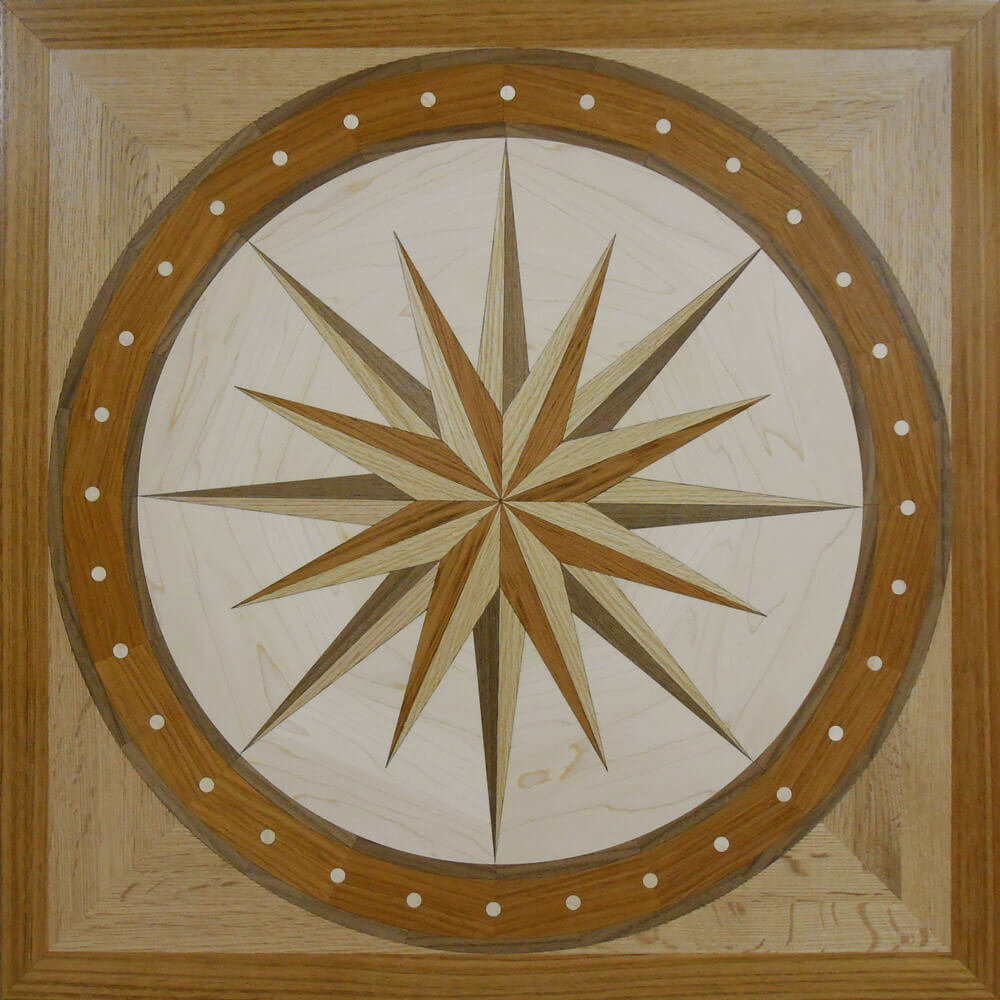 Custom Chatham Compass Square Wood Medallion | Floor Medallion
