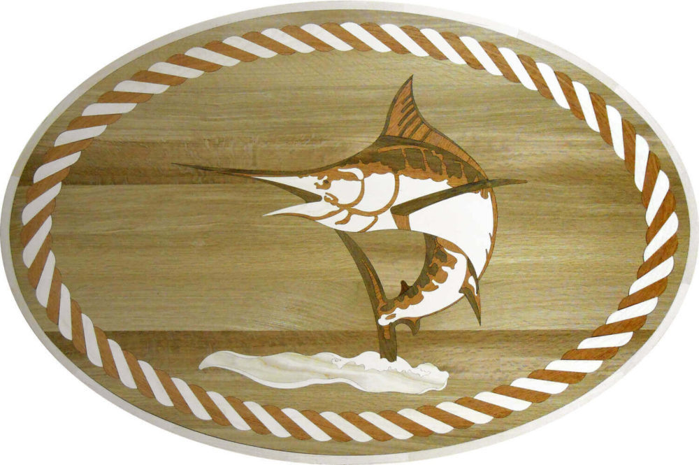 Custom Marlin Mariah Rope Animal Wood Medallion | Floor Medallion