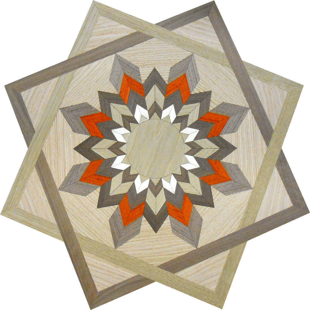 Custom Tribal Floral Wood Medallion | Floor Medallion